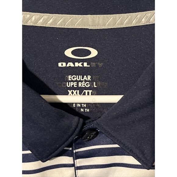 Oakley Men's Golf‎ Polo Size 2XLT Great Blue With Stripes - Picture 3 of 5